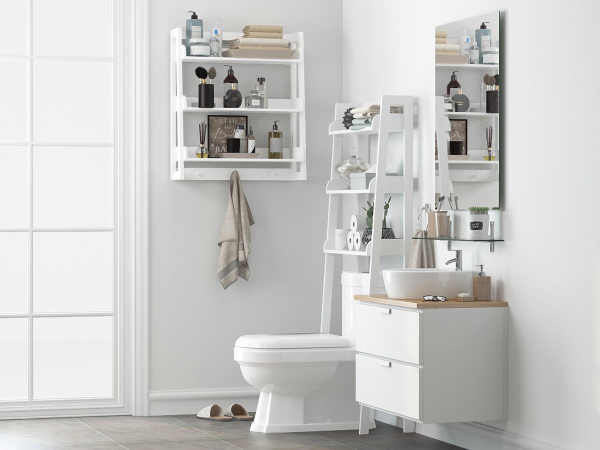 UTEX Bathroom Wall Shelf, Over Toilet Storage Shelf Organizer, 3-Tier Wall Mount Shelf Rack with Hook, White - Image 8