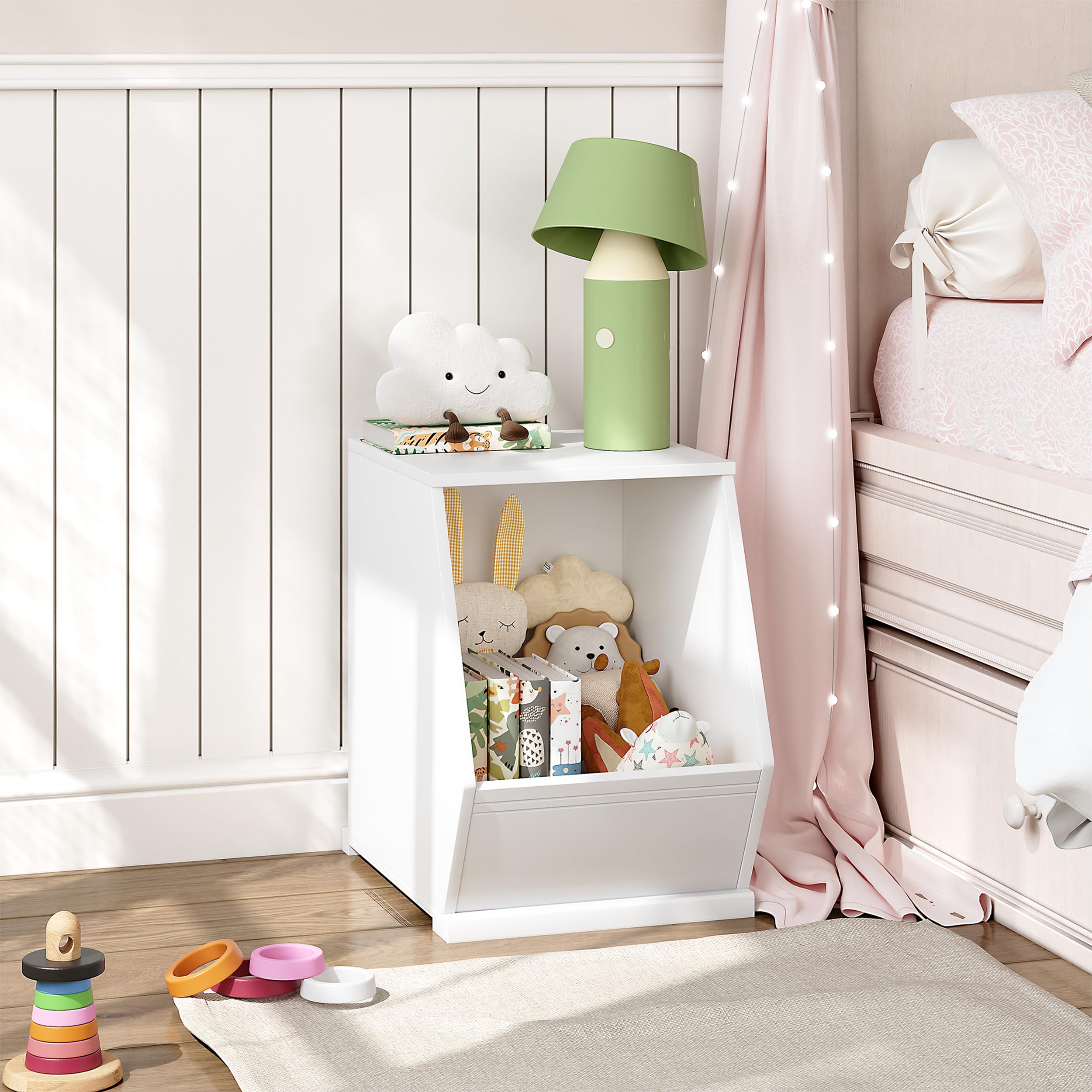 UTEX Toy Storage Organizer for Kids, Stackable Toy Storage Cabinet, Wooden Cubby Toy Organizer, White Toy Shelf for Playroom, Bedroom, Living Room, Nursery, 1 Cubby - Image 3